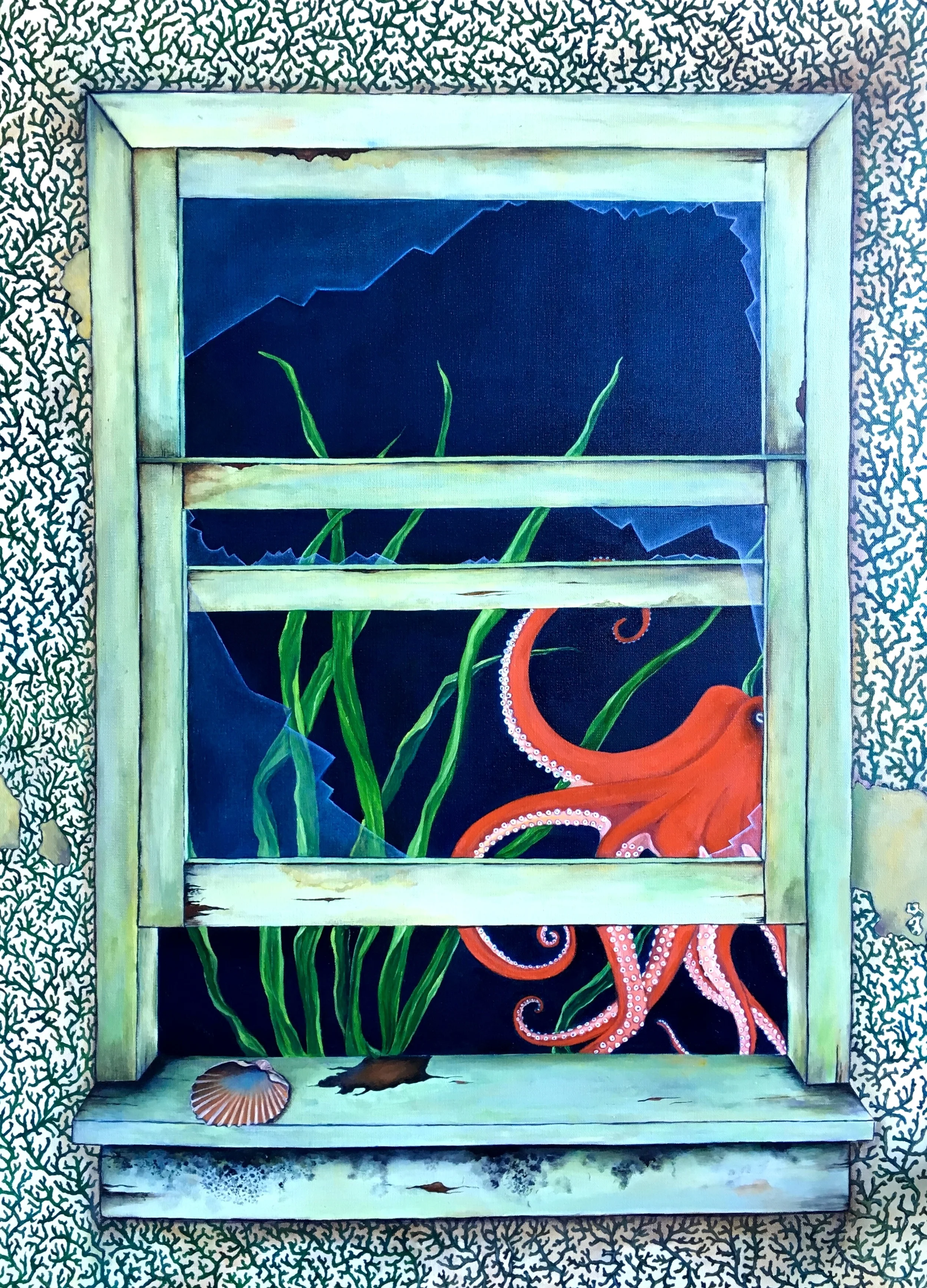 The Pilgrimage to the Octopus’s Garden , 2016 Oil on canvas, 40 x 30 inches