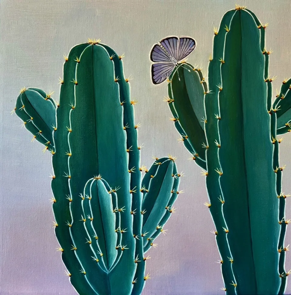 Eastern Tailed Blue , 2025 Oil on canvas, 18 × 18 inches