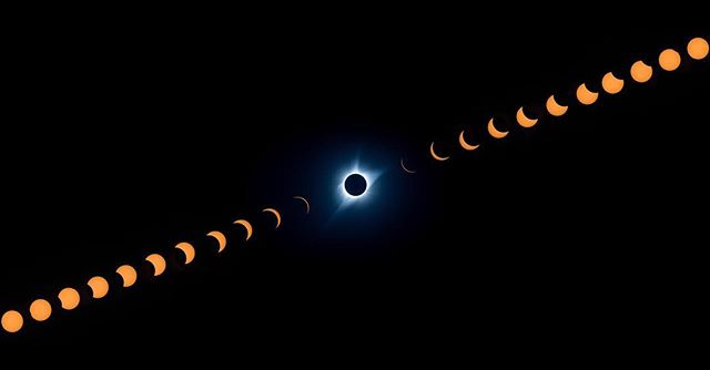 Partial progression composite of the entire eclipse. Beginning from first contact C1 through totality, C2 and C3 and ending at last contact C4. Each image was taken about 8:30 apart.
#solareclipse2017 #totaleclipse #eclipse #eclipse2017 #space #astro