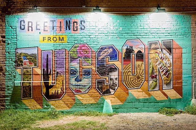 Greeting's from Tucson! A classic wall mural just off of 4th avenue. #tucson #arizona #art #mural #creativityfound #streetart #streetphotography #nikon