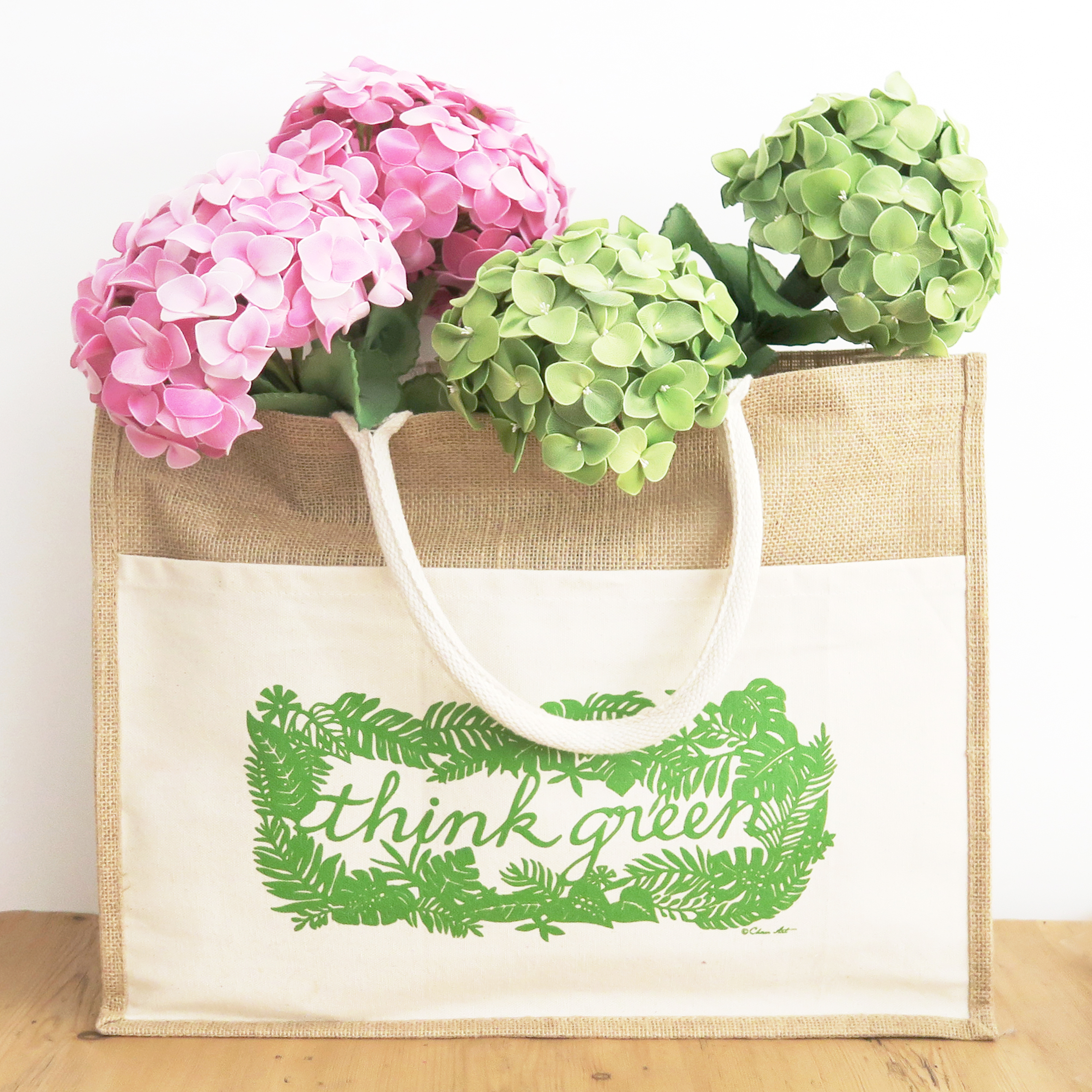 "Think green" Large sized tote bag