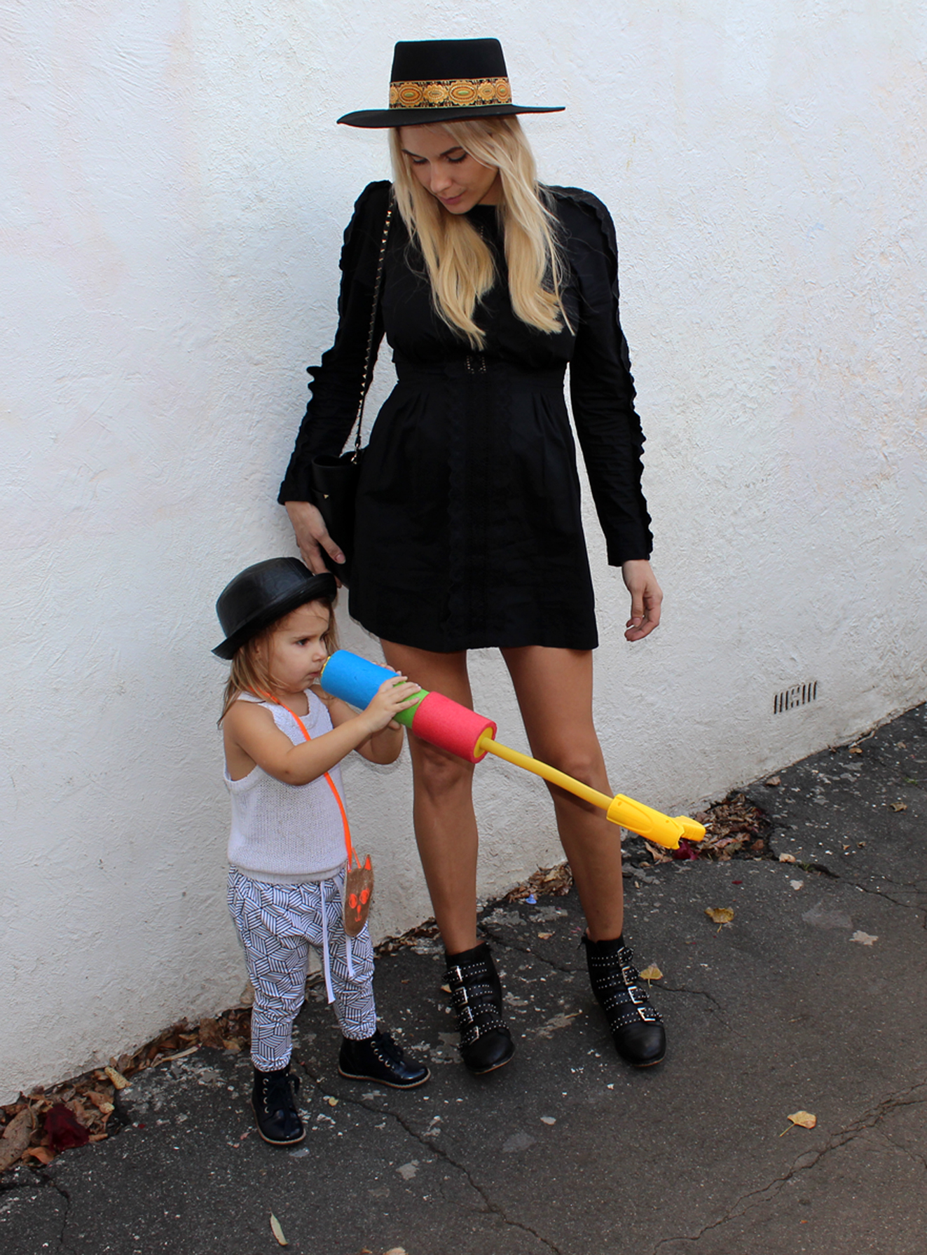 Monochrome Joggers street style. Mommy and me fashion.