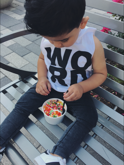 toddler/baby graphic cut off WORD tee