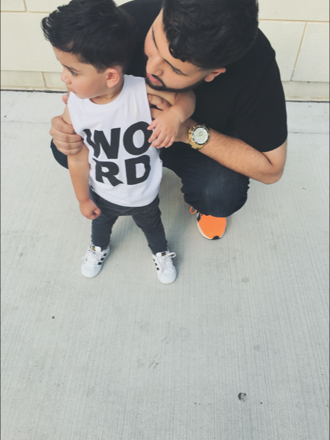 toddler/baby graphic cut off WORD tee