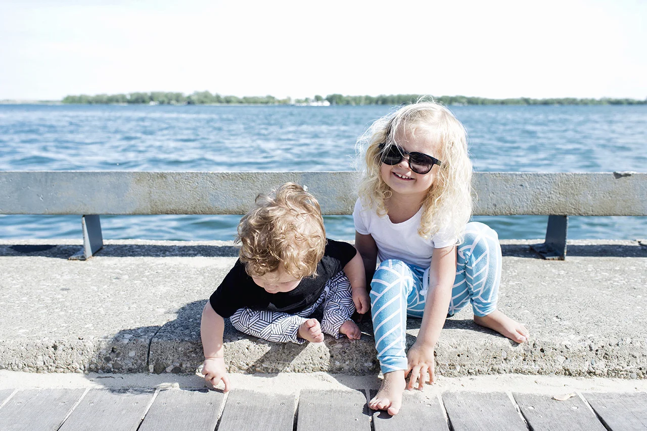 Lot801 baby and toddler harem leggings in black and white and ocean blue