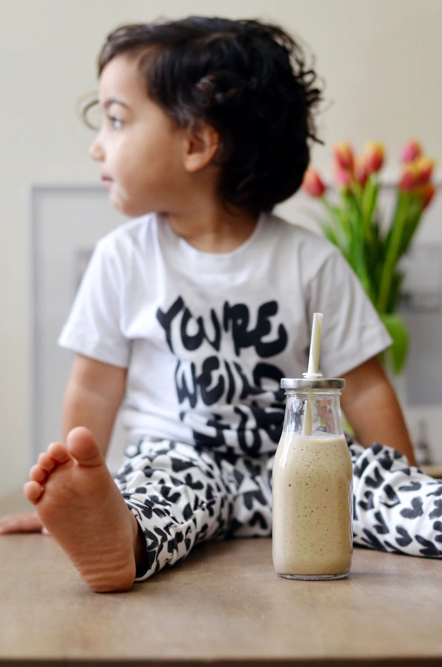 Toddler healthy snack smoothie recipe - lot801 Black Hearts leggings