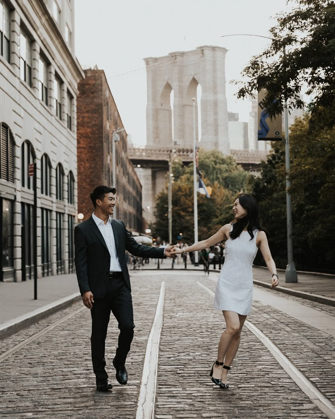 Meet me under the Brooklyn Bridge ❤️ 

Beautiful sunset session from last week with Y&amp;T💍 

#coupleportraits #couplephotographer #nyccouplephotographer #nycphotographer #nycweddingphotographer #brooklynbridge #weddingportraits #engagementphotos