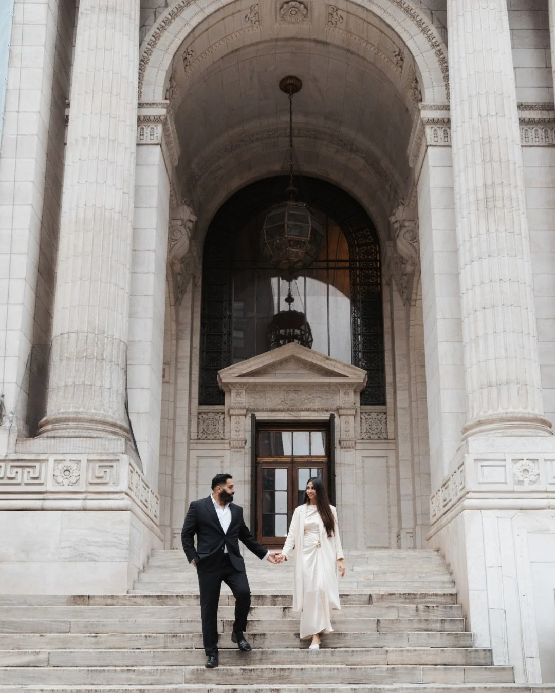 Nothing beats the lighting in an old library 🥹 another beautiful engagement session running around the nypl 

#nyccouplephotographer #nypl #engagementphotographer #couplephotographer