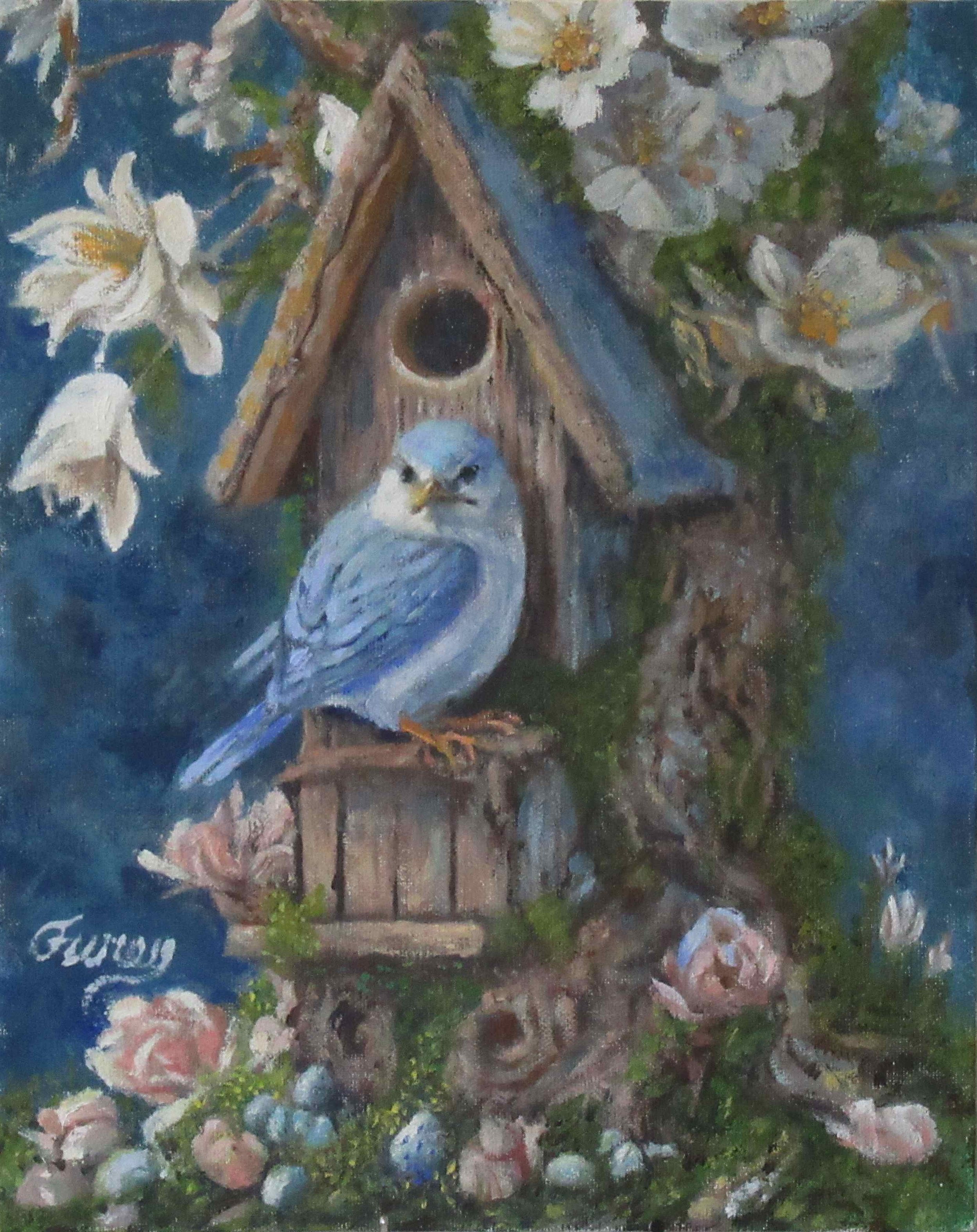 Hobbit Bird House I enjoy doing Fantasy Type realistic Paintings. Many Artist past and present create these beautiful ideas. I have painted many birds from my yard in the past and thought it would be interesting to do something different. I love th