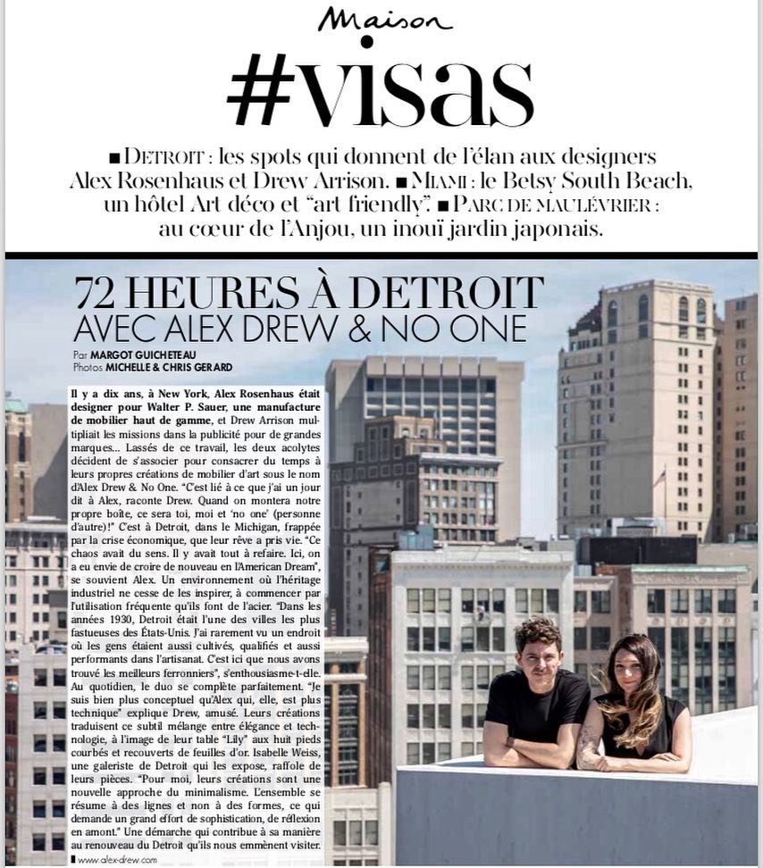 Bonjour, @marieclairemaison! Thanks to @margotguicheteau for the wonderful article on our studio and how we think you should spend 72 hrs in Detroit. 📷@the_gerards