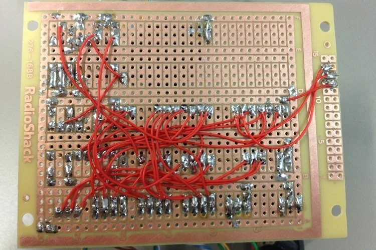 Bottom of the lower board (microcontroller & timing circuitry)