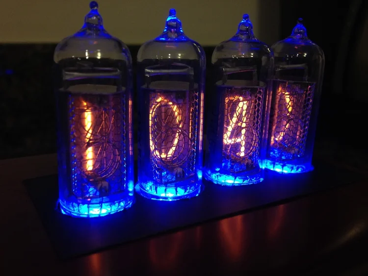Close-up of the Nixie tubes.