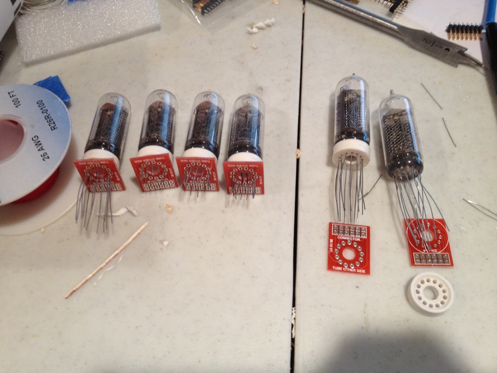 IN-14 Nixie tubes mounted on removable PCB sections