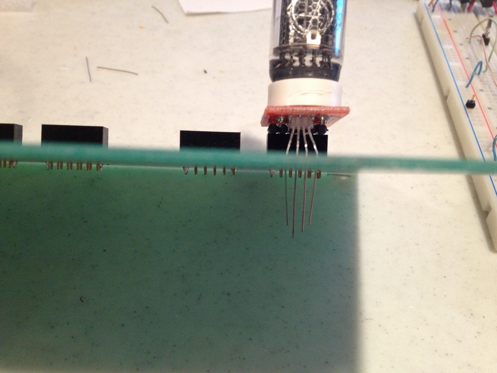 RGB LED mounted beneath a Nixie tube
