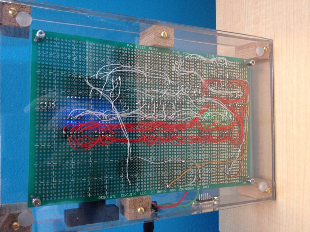 Underside of the completed Nixie clock. Next time I do this, I am definitely making a PCB! This takes way too long to solder...