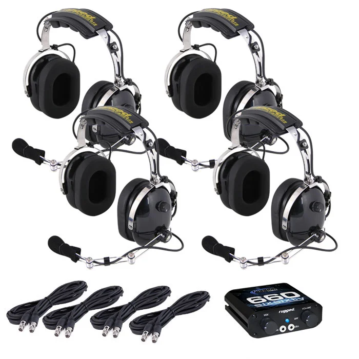Rugged Radios RRP660 4-Place Intercom Kit with Over the Head Headsets