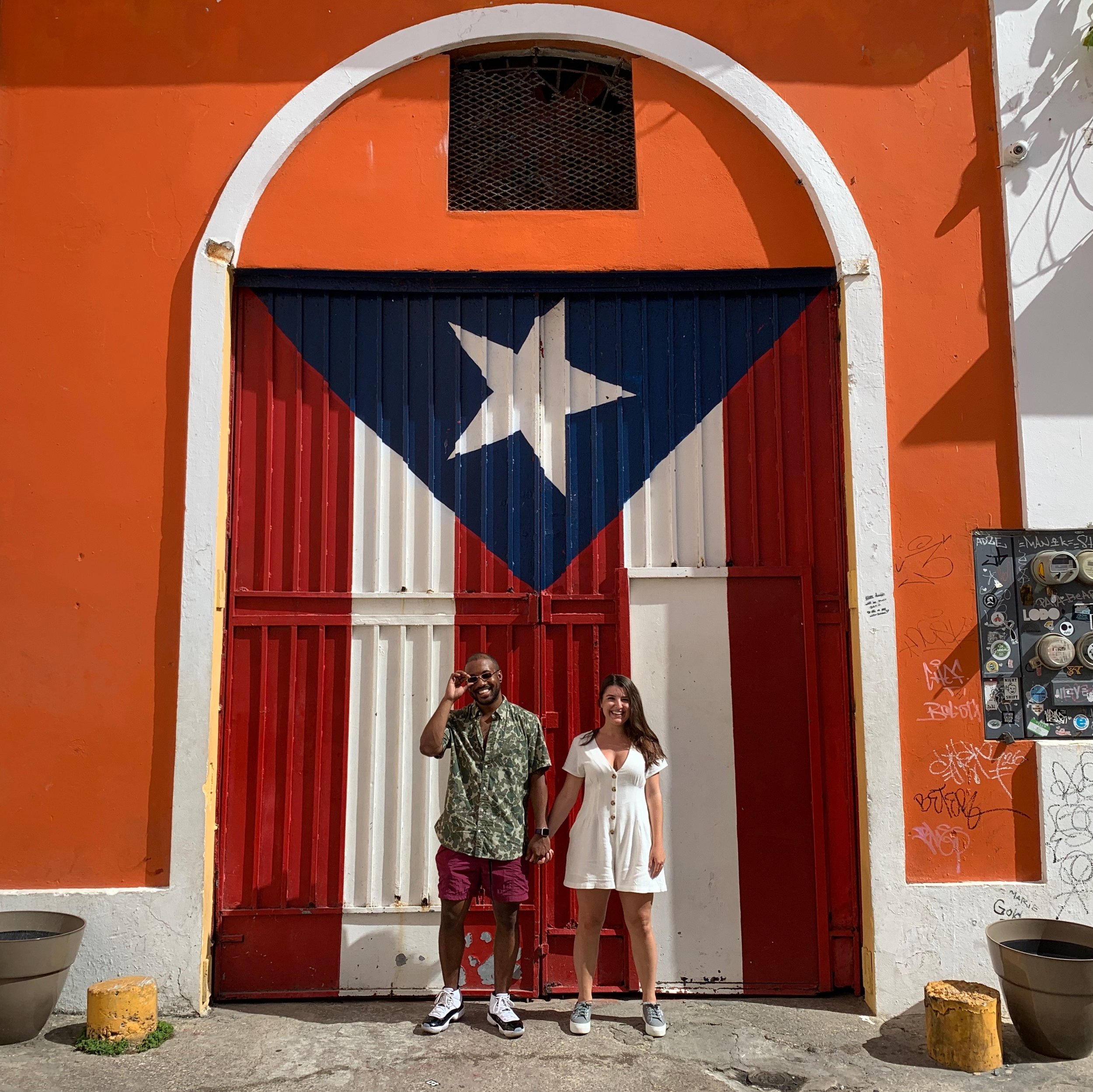 See the big Puerto Rican flag mural on Calle Imperial