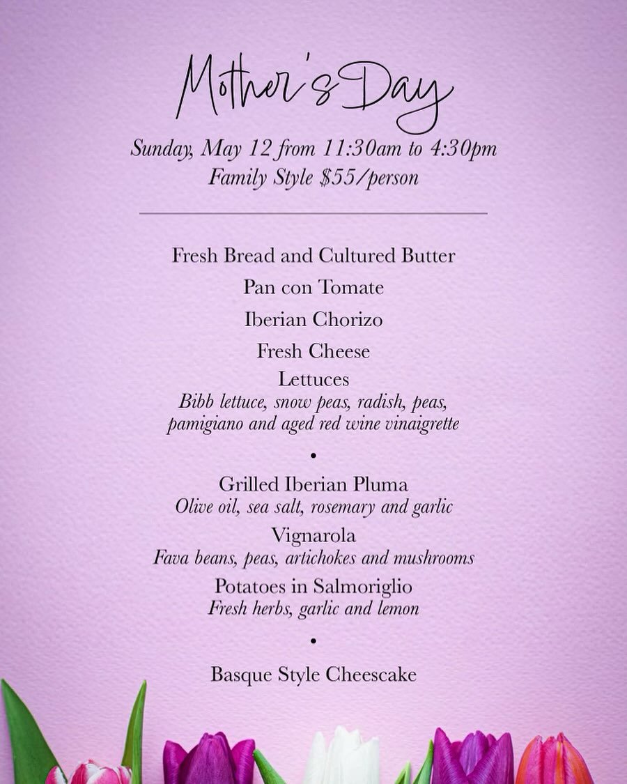 Reservations are open for Mother&rsquo;s Day Lunch.
#mothersday