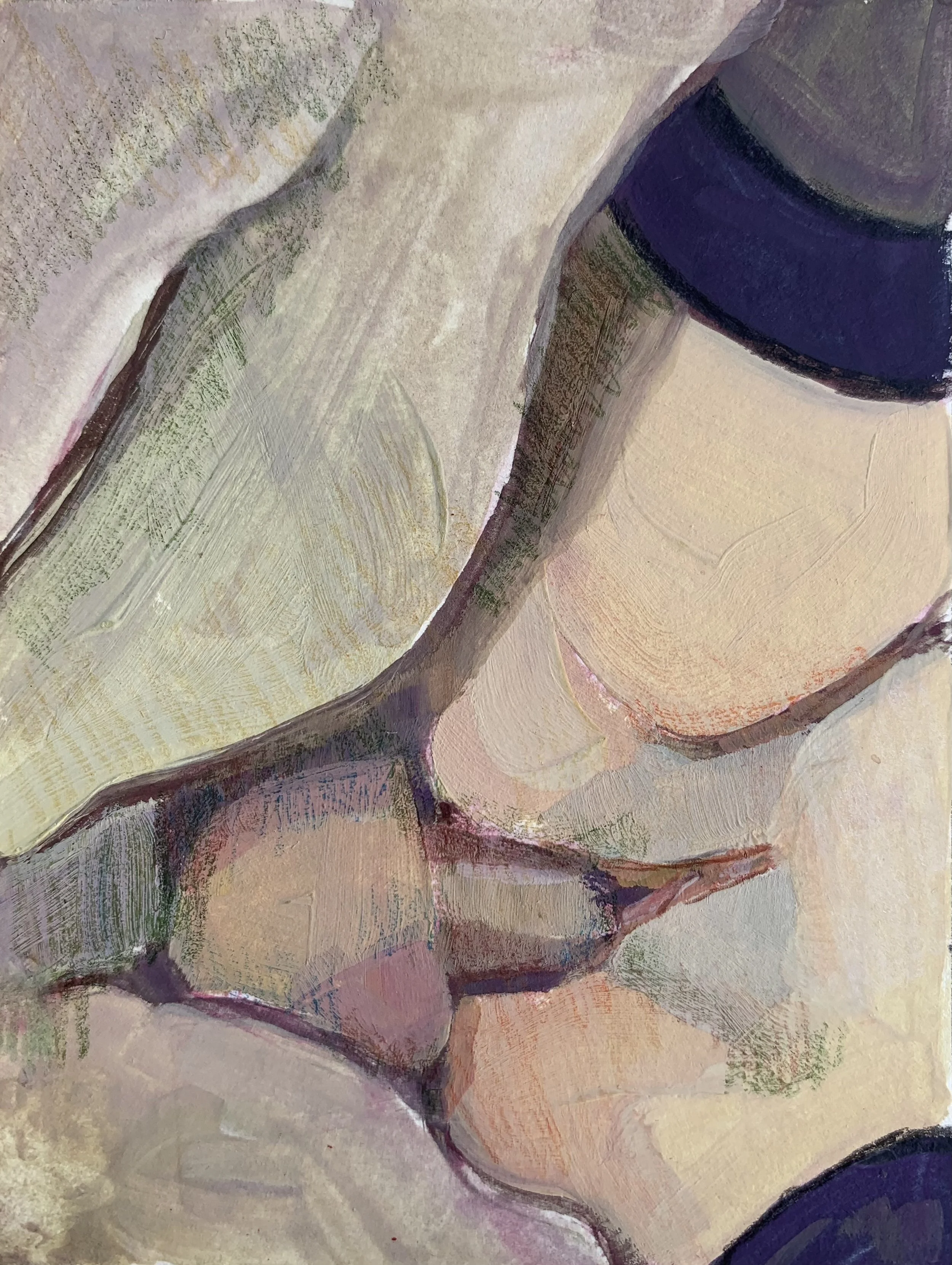  acryl gouache and colored pencil on paper 2.5”x3.5” 2026 