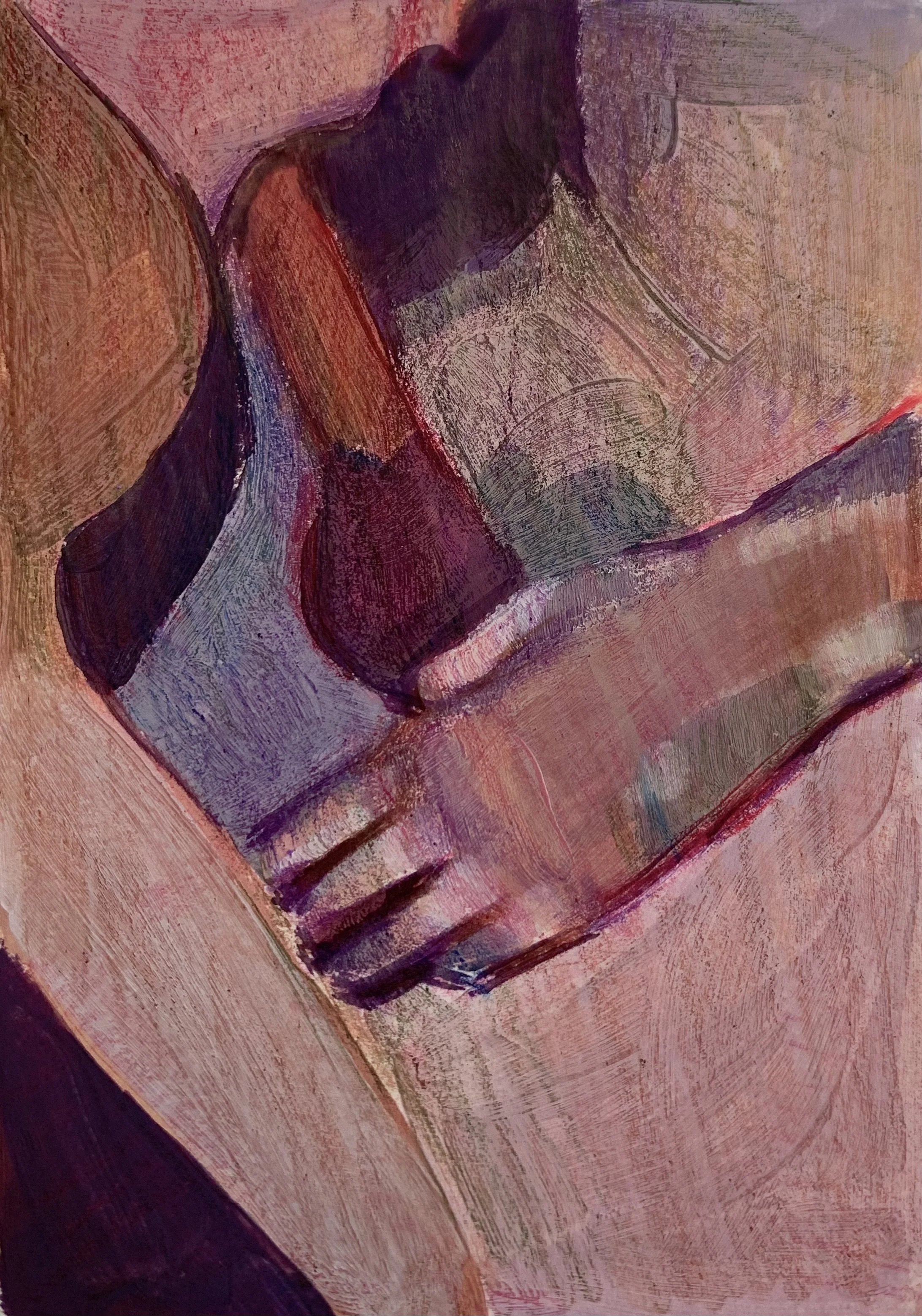  acryl gouache and colored pencil on paper 2.5”x3.5” 2026 