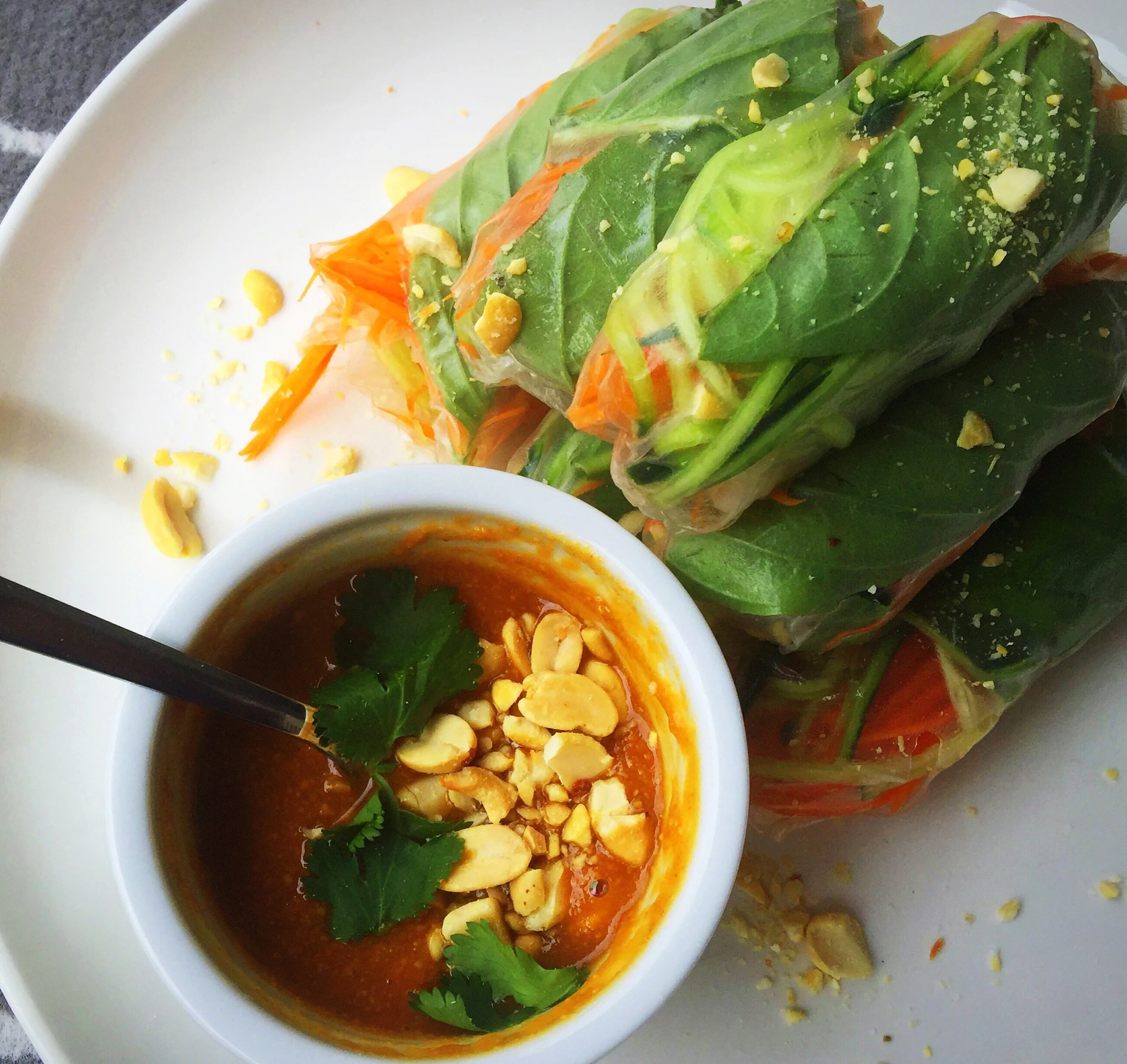 Thai Spring Rolls with Peanut Sauce