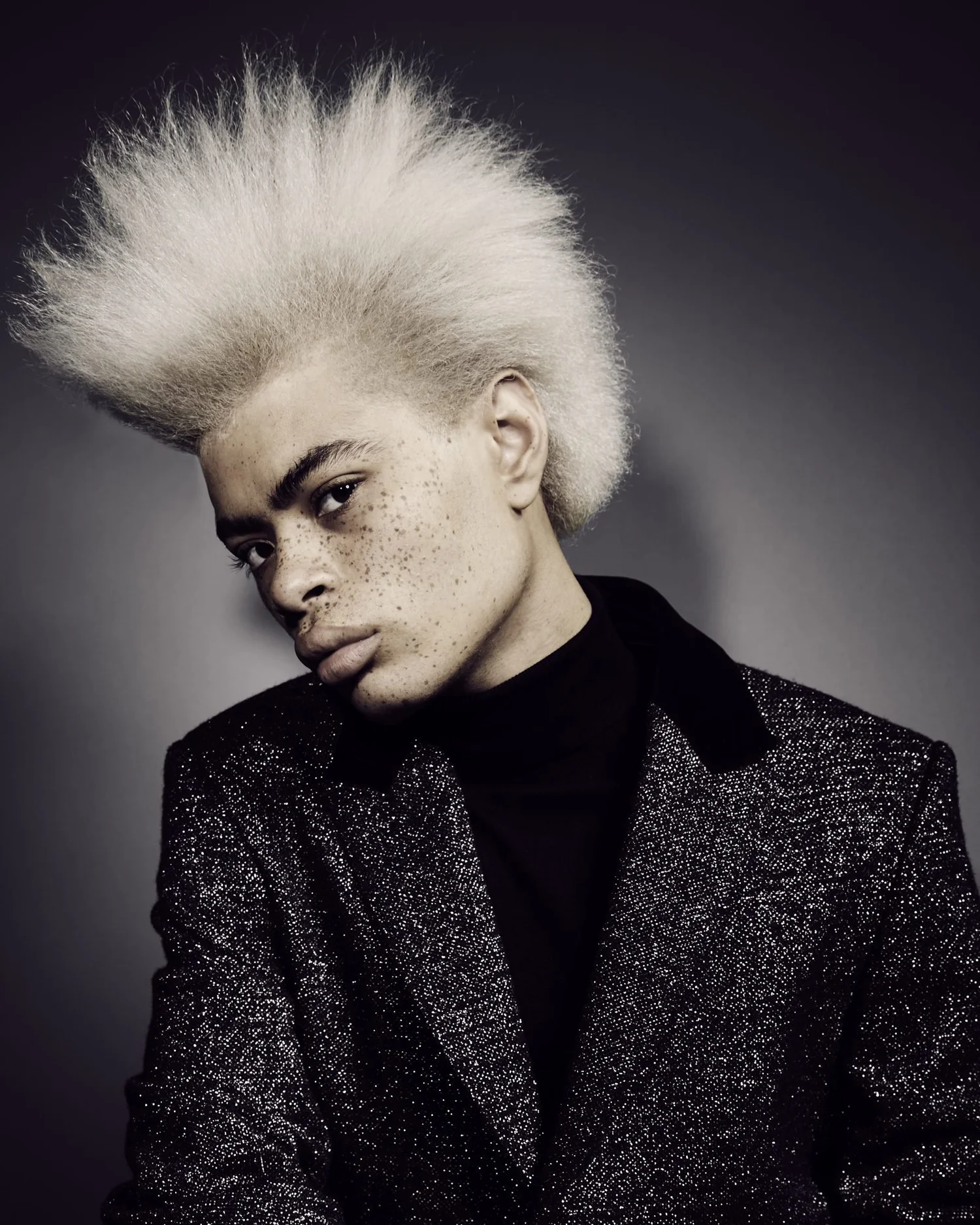Editorial haircut by Sal Misseri — sculpted platinum texture