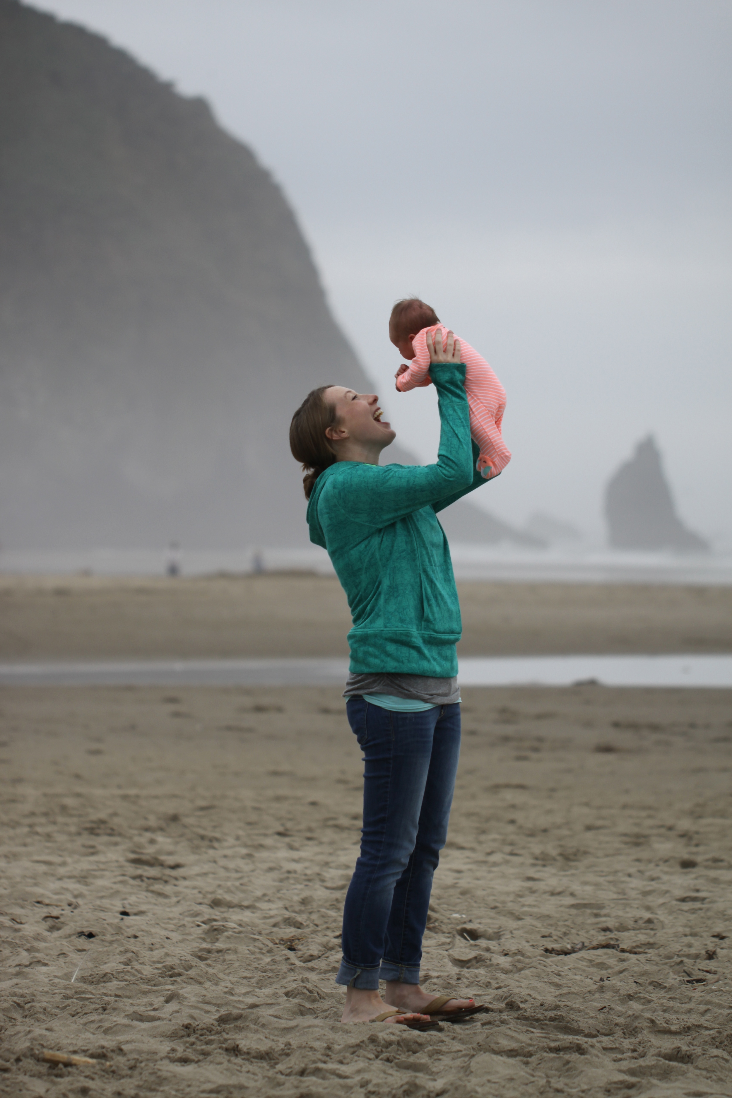 \\ Photo from when Bonnie was 2 weeks old. Cannon Beach trip.\\