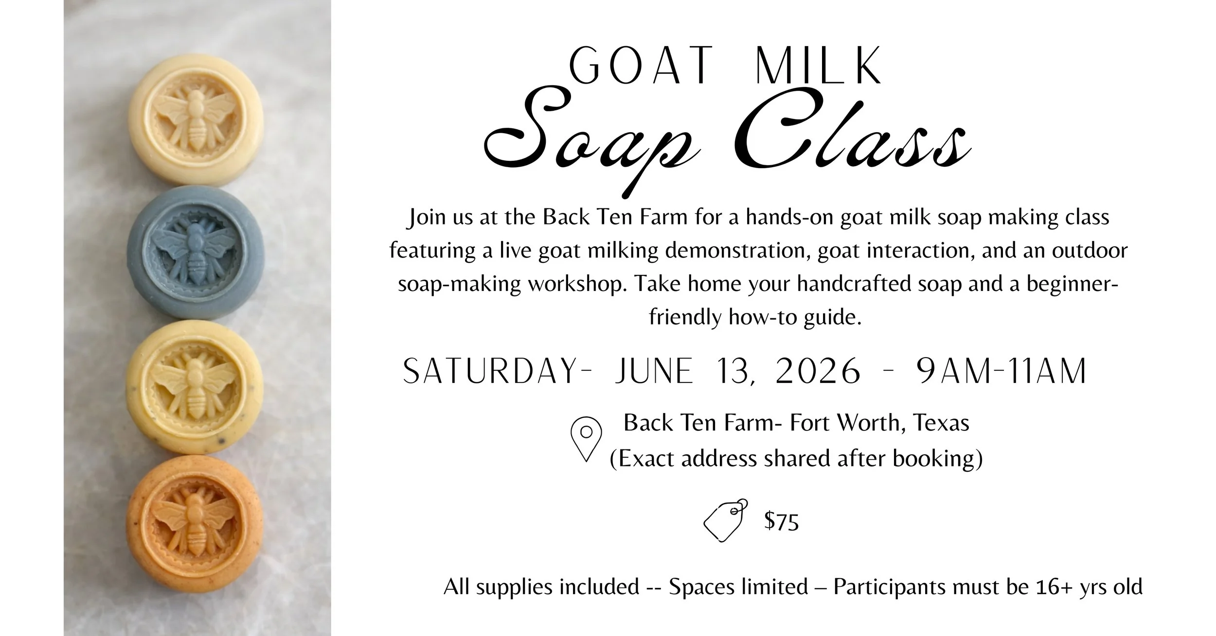 Goat Milk Soap Class Advertisement
