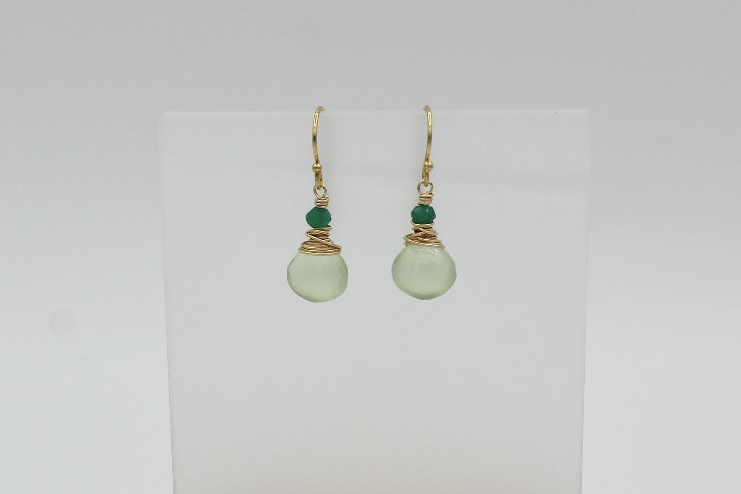 Chattral – Cupcake Prehnite & Green Onyx Earrings