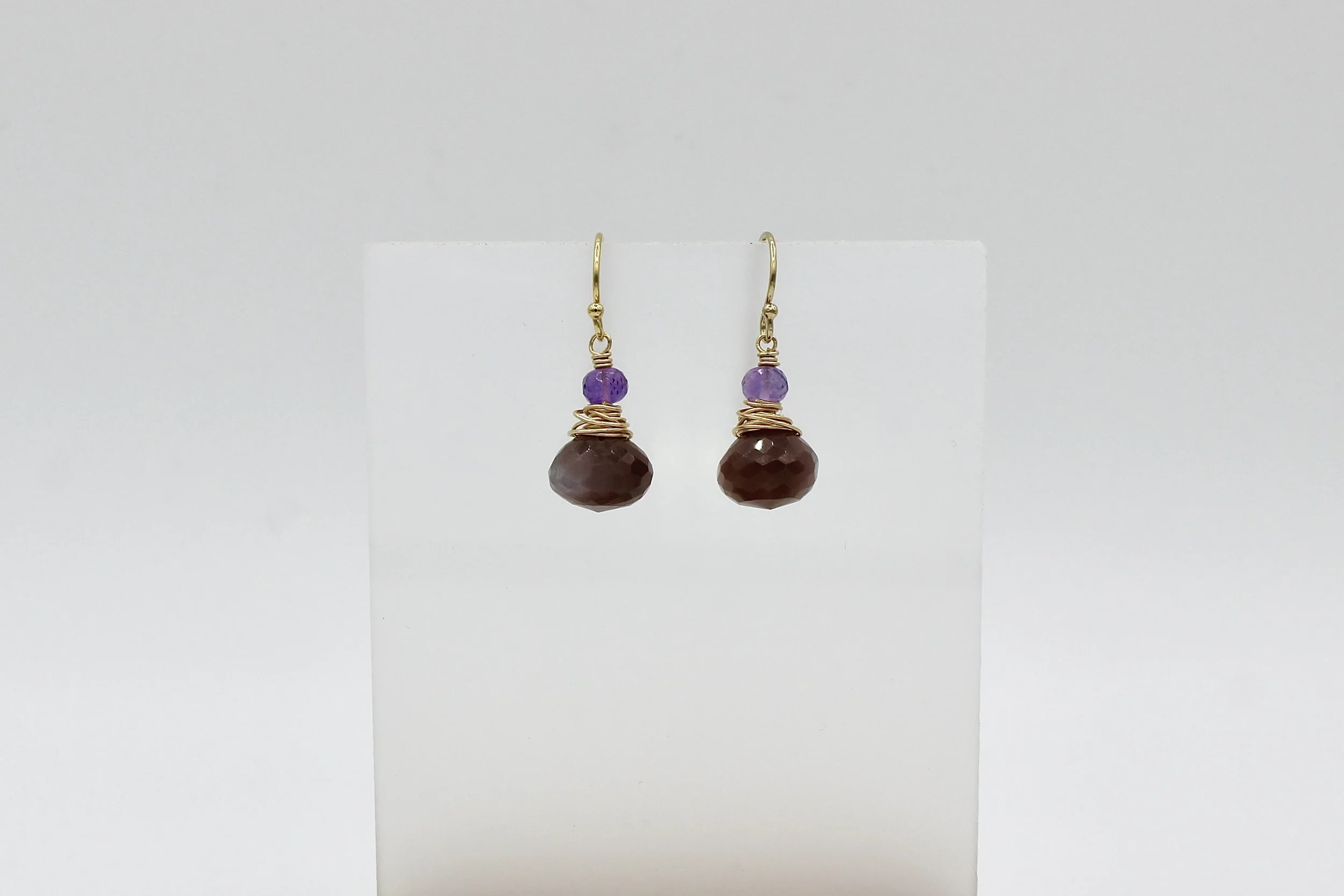 Chattral – Cupcake Moonstone & Amethyst Earrings