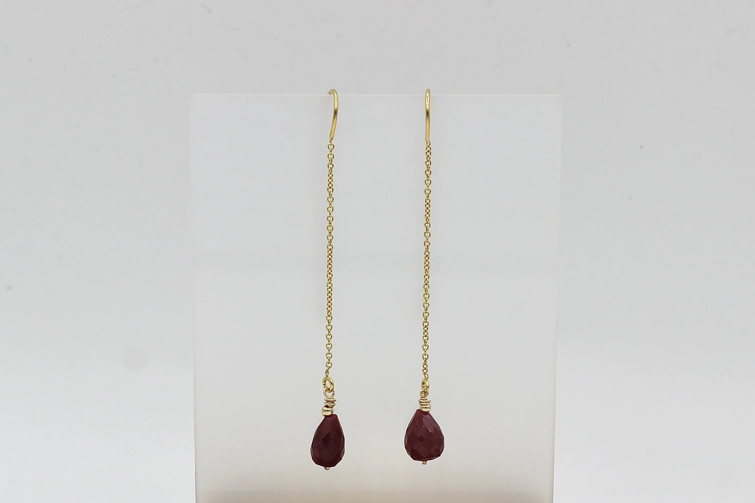 Chattral – Ruby Long Chain Earrings