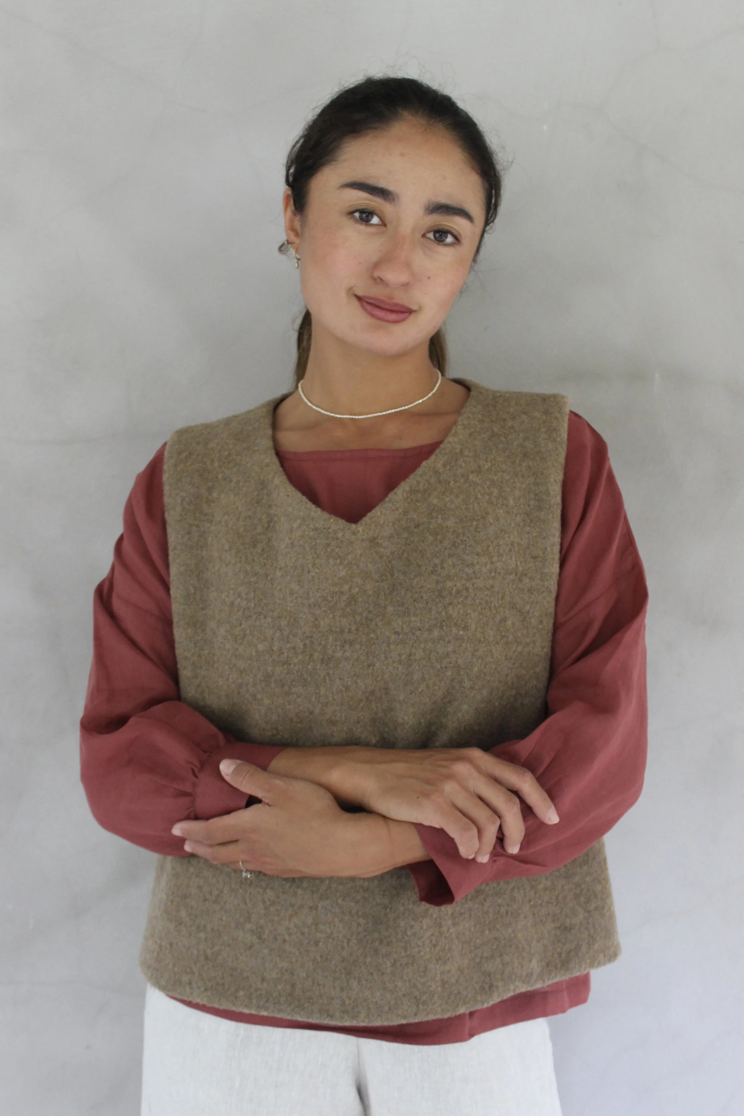 Muse – Pull On Vest in Taupe