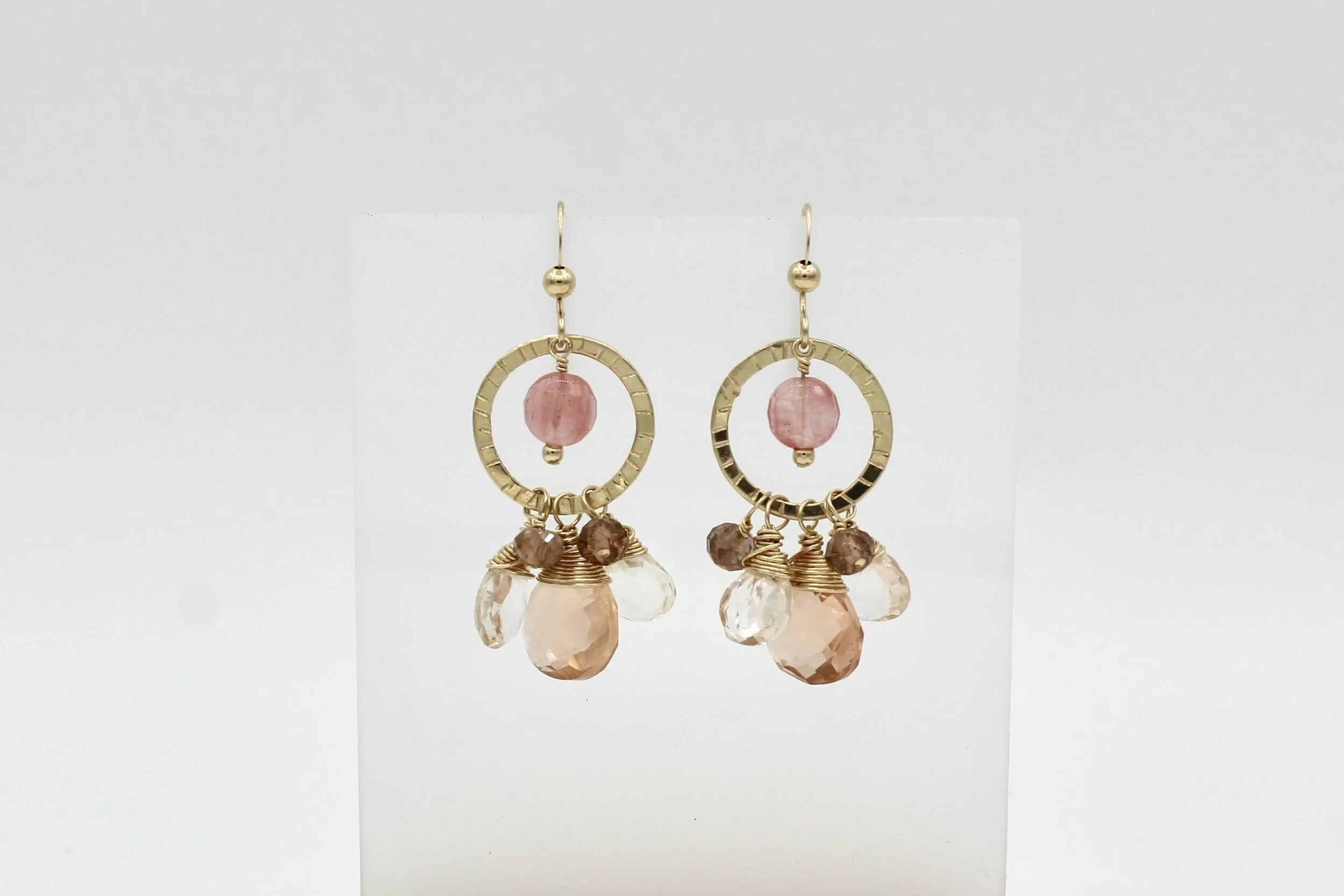 Chattral – Sunray Peach Quartz Hoop Earrings