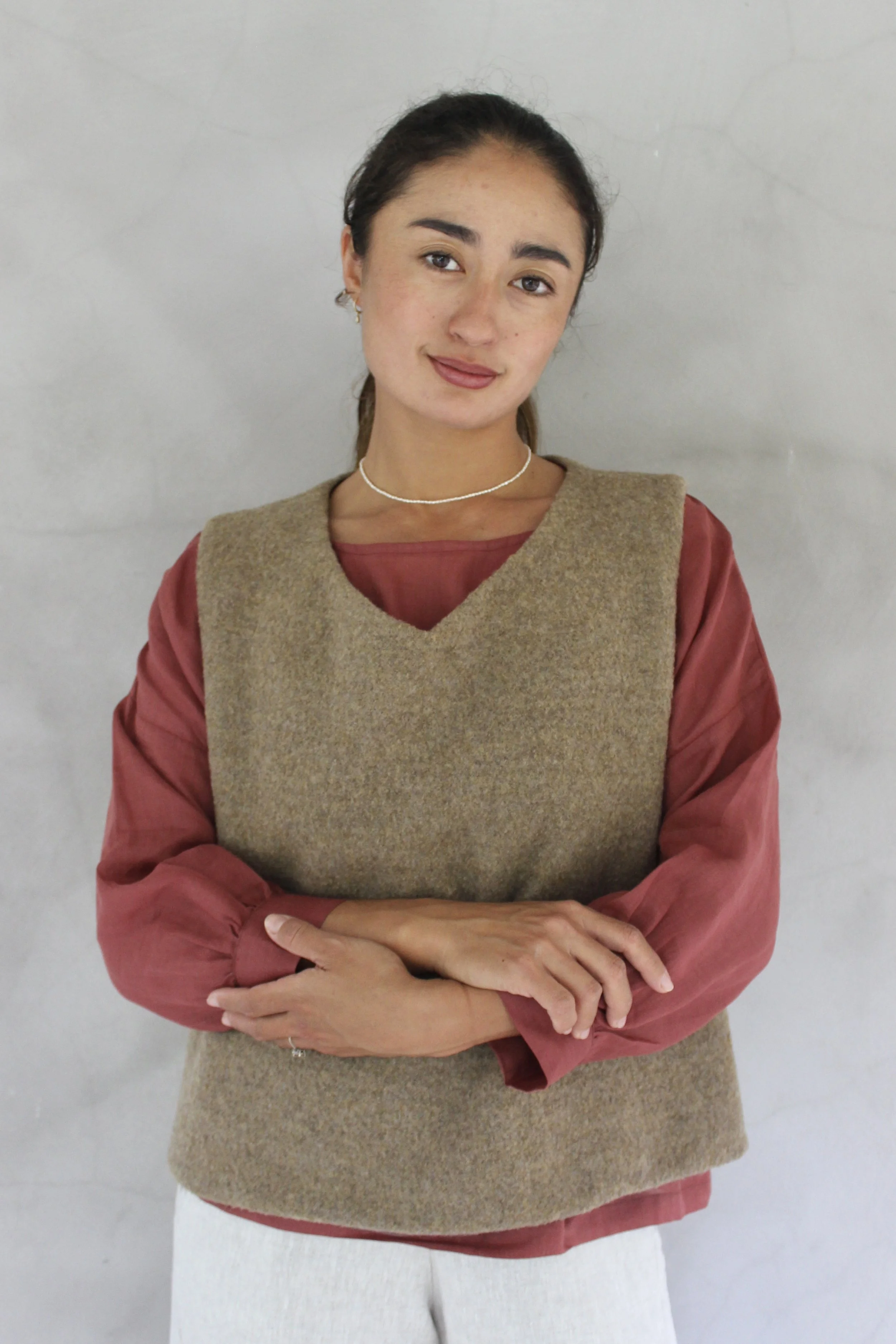 Muse – Pull On Vest in Taupe