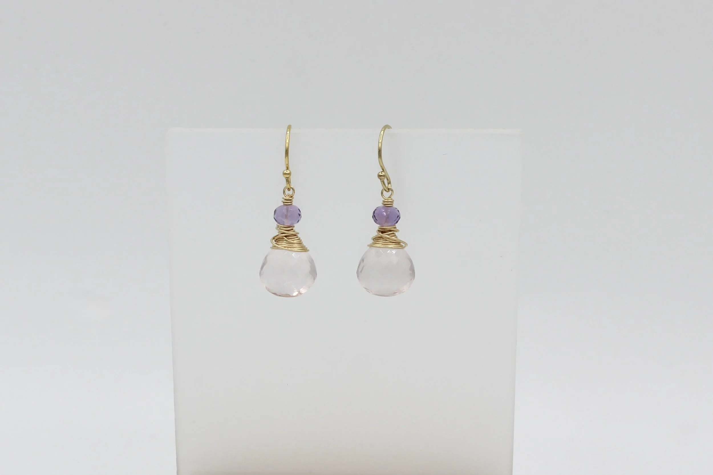 Chattral – Cupcake Pink Chalcedony & Amethyst Earrings