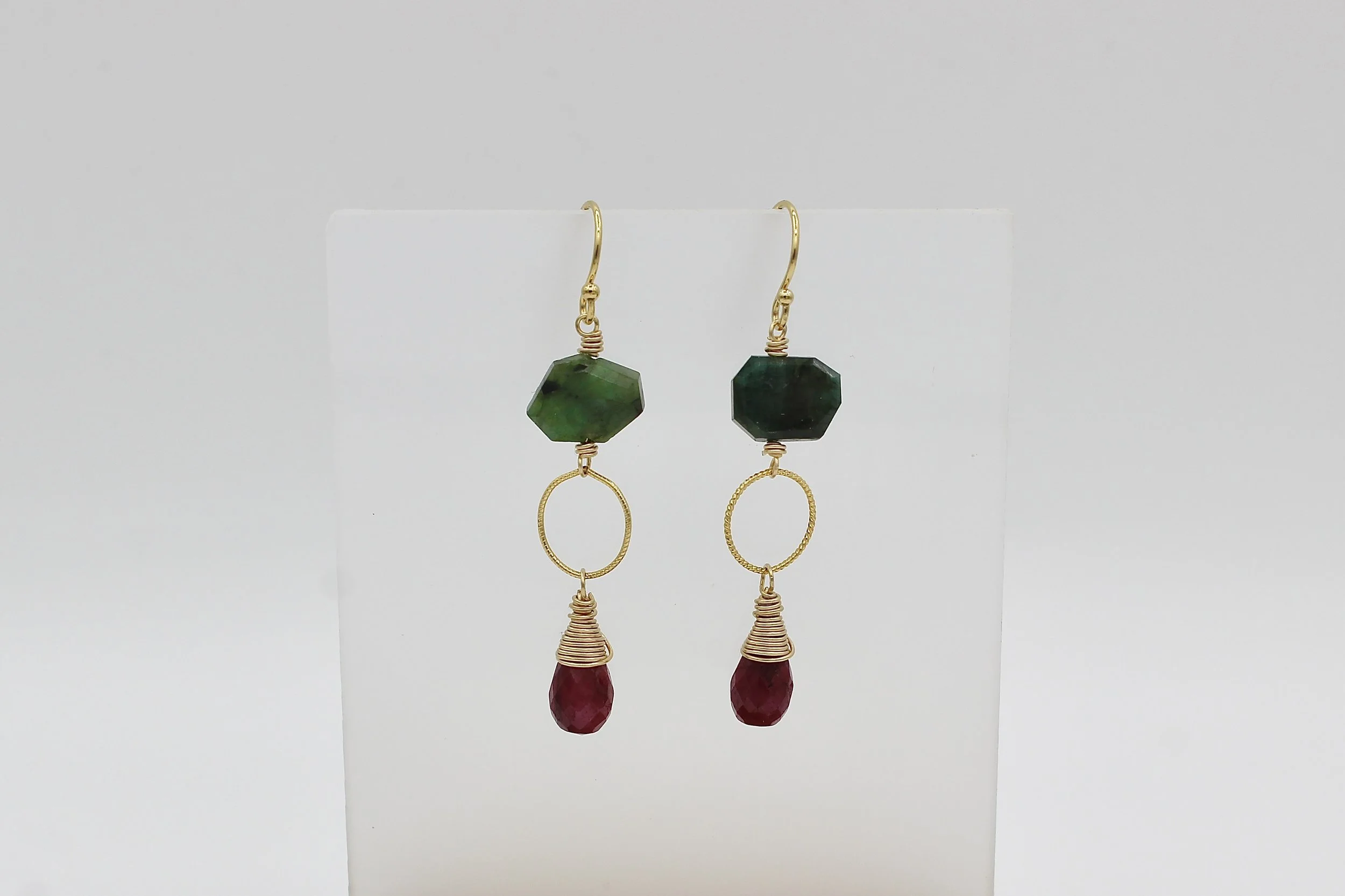 Chattral – Emerald & Ruby Drop Earrings