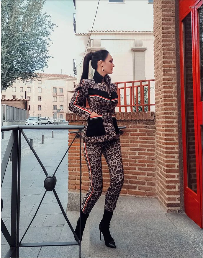 leopard pants suit