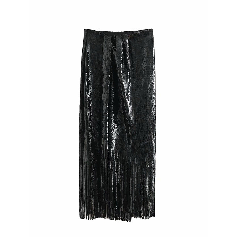Super nice black glittering sework heavy tassel pencil skirt — GOOD ...