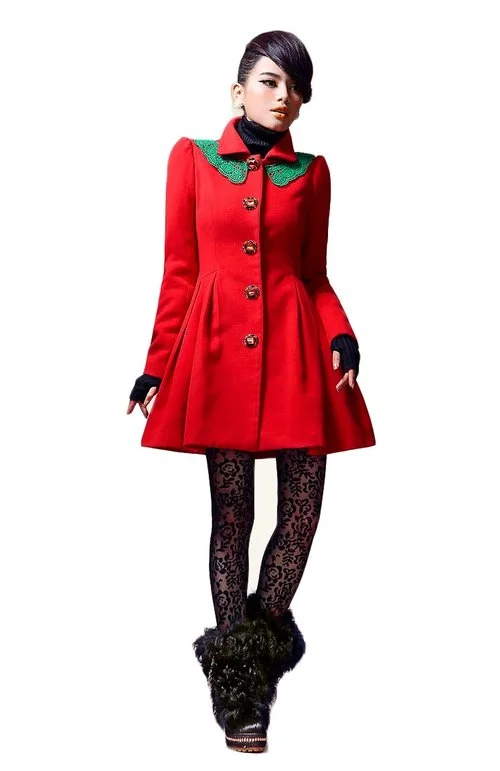 red fall coat