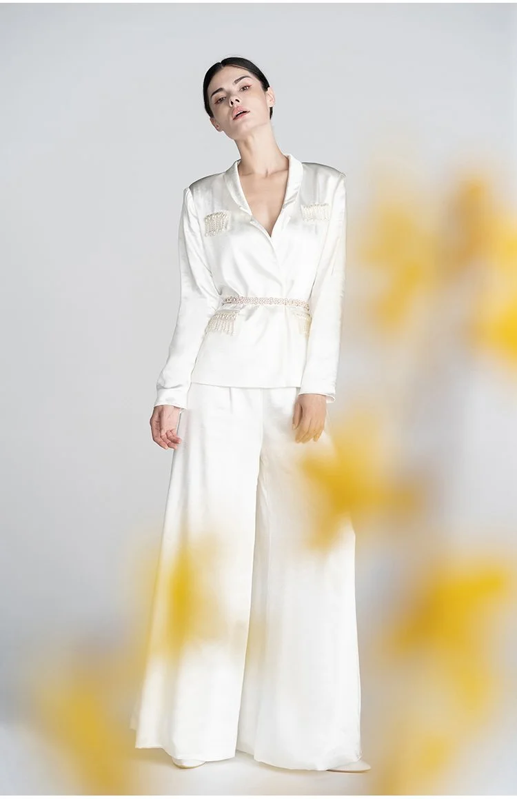 Long sleeve wedding bridal pants suit 