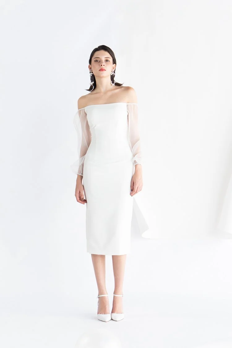 The Shoulder Midi Cocktail Dress Offer 