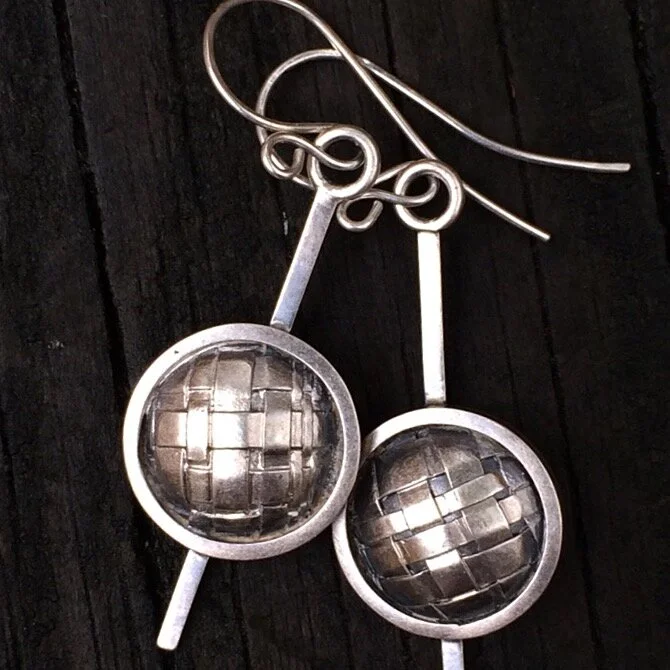 Woven Sterling Silver Domed Earrings (sold)