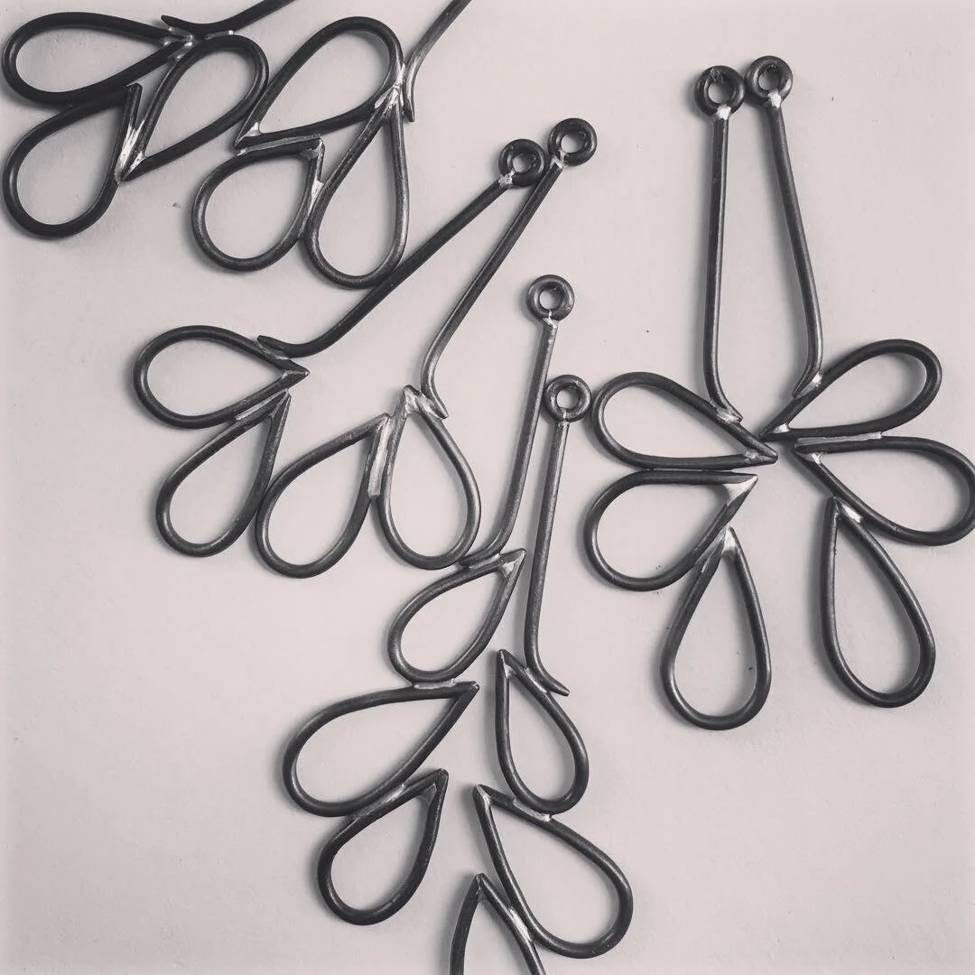 Steel and Silver Petal Earrings