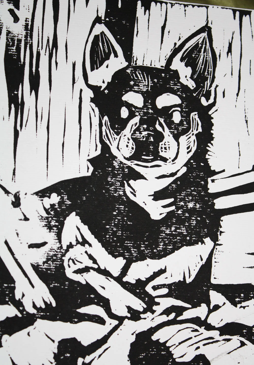 Linoleum Print - Blind Chihuahua