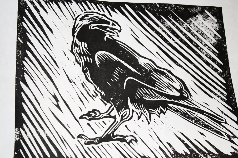 Linoleum Print - Raven