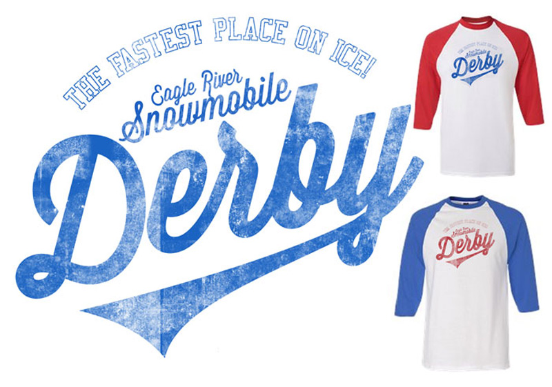 Distressed Swoosh Baseball Tee for Snowmobile Derby