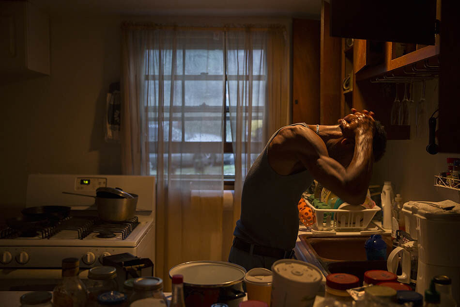 Shorty Portee takes a moments to rinse his face after a day fishing with his niece and her kids. His niece recently relocated to Durham, NC, with her two daughters and are living with him until they get situated. "You readjust to make sure your