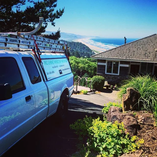 The last job of our two week work trip to the coast. What a great couple of weeks! #rockawaybeach #proshinewindowwashing