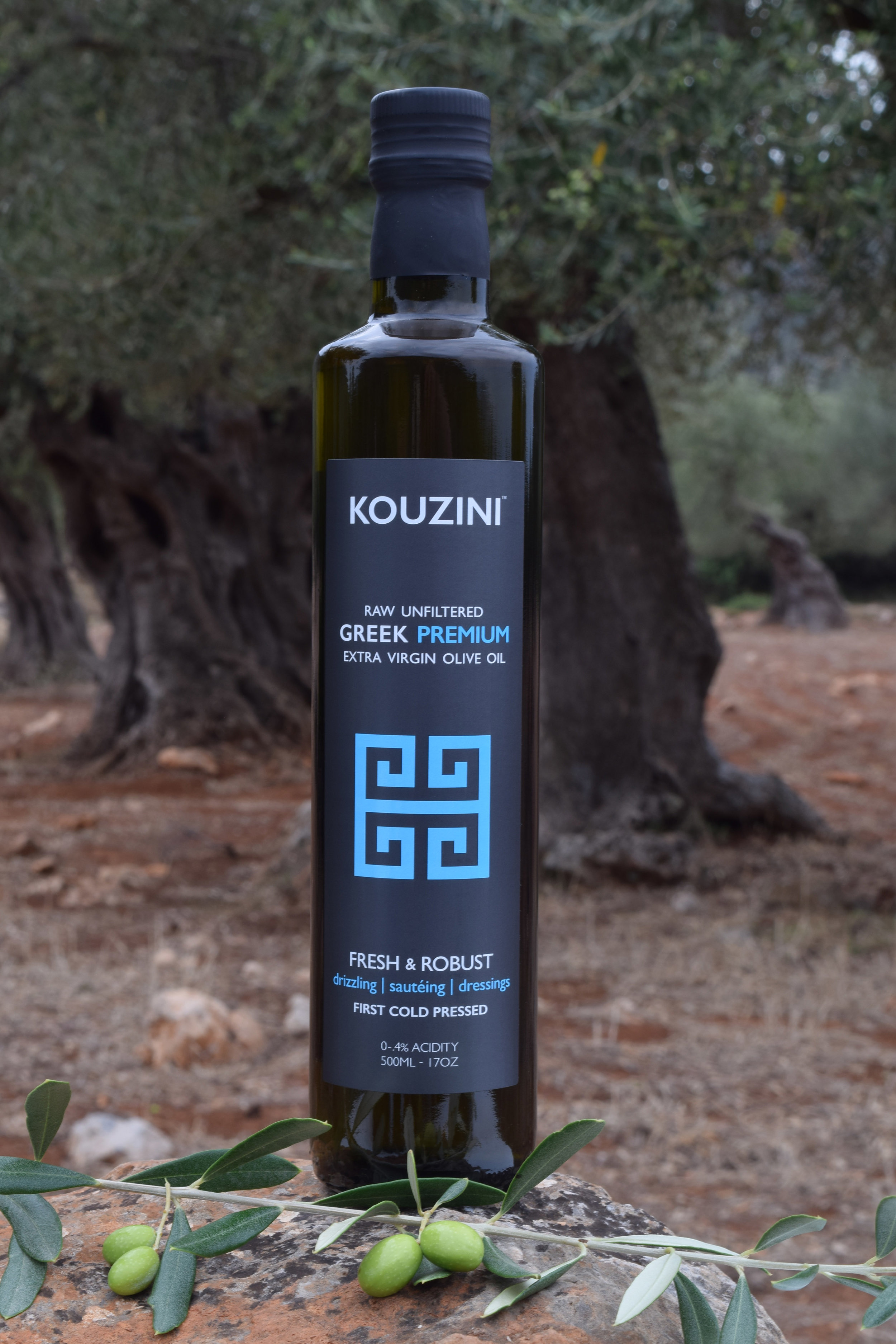 Unfiltered Ultra Premium Greek extra virgin olive oil.