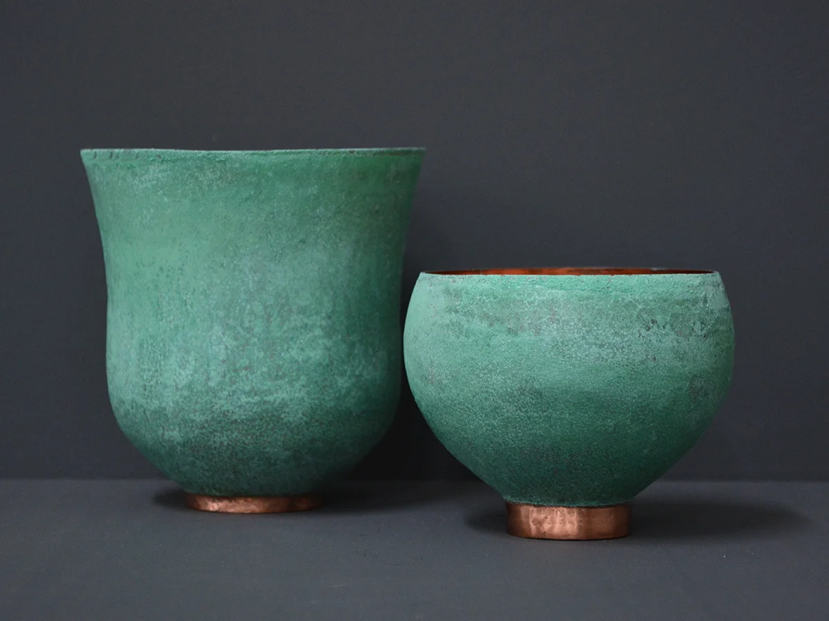 Teal Teabowls - Patinated Copper